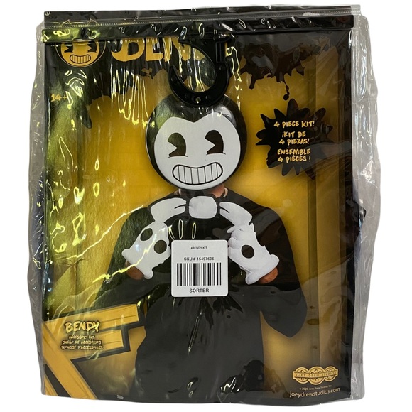 🎃 Bendy And The Ink Machine Gloves Mask Tie Costume Kit - Picture 12 of 12